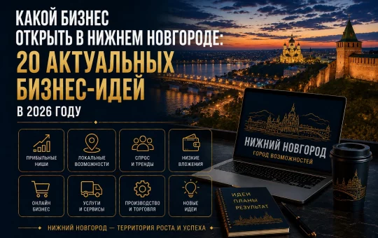 Какой бизнес открыть в Нижнем Новгороде: 20 актуальных бизнес-идей в 2026 году