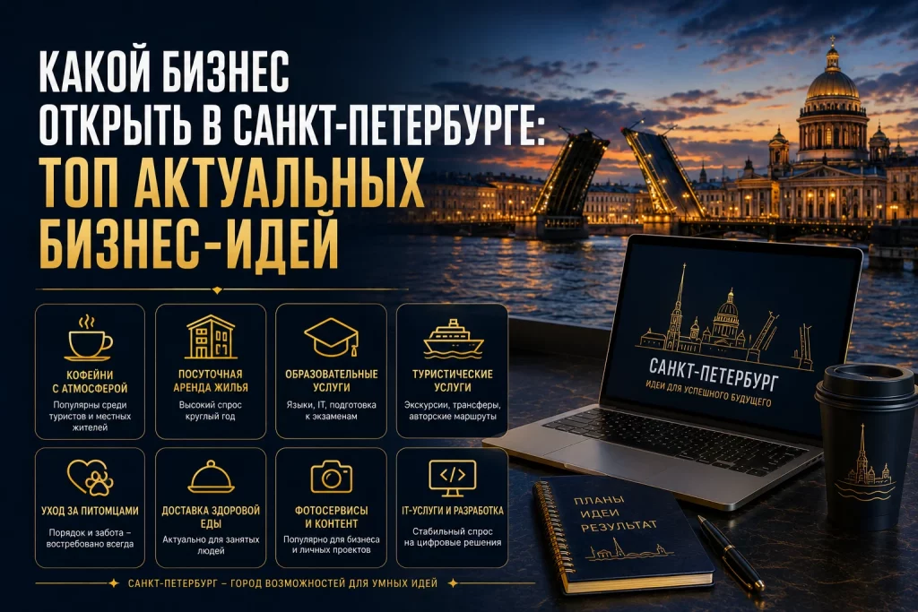 Какой бизнес открыть в Санкт-Петербурге: ТОП актуальных бизнес-идей в 2026 году